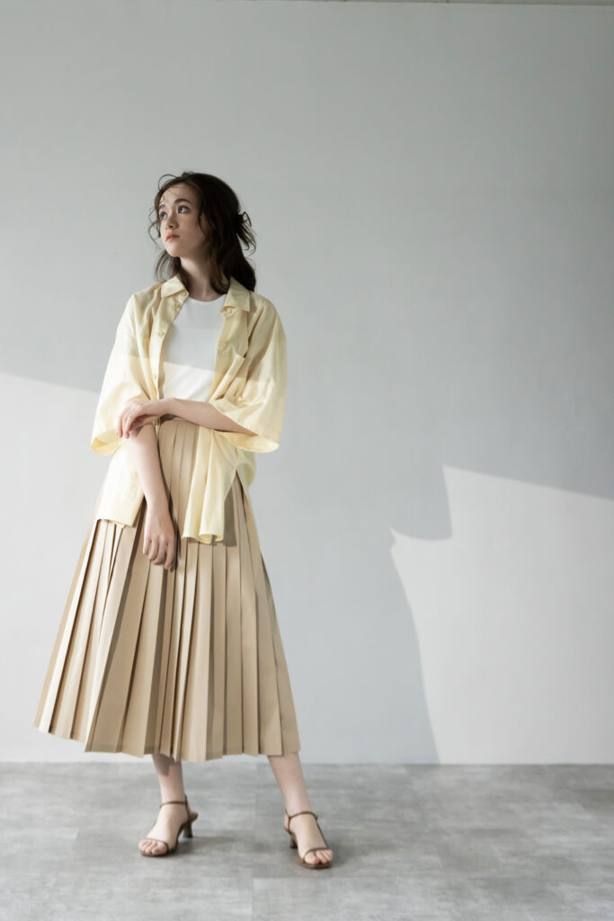 Pleated cotton skirt